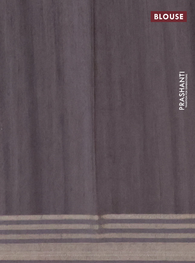 Semi tussar saree multicolour and grey with allover geometric prints and zari woven border