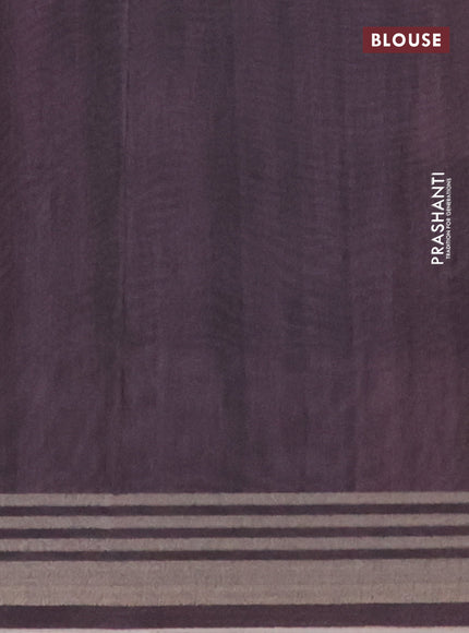 Semi tussar saree multicolour and jamun shade with allover prints and zari woven border