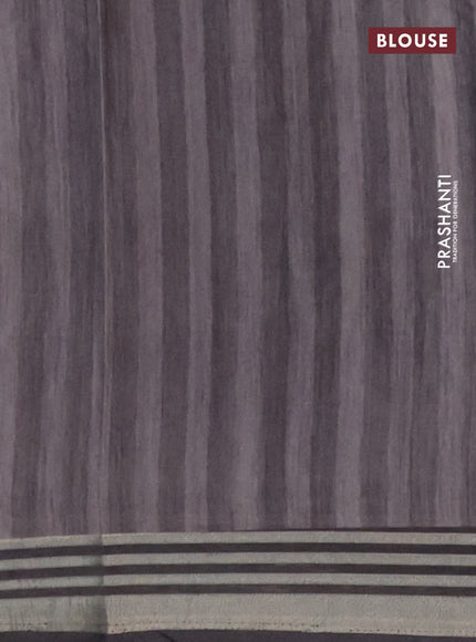 Semi tussar saree grey shade and black with allover prints and zari woven border