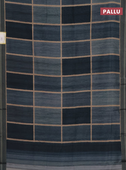 Semi tussar saree teal blue shade with allover prints and zari woven border