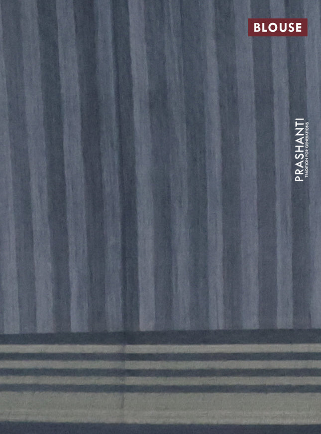 Semi tussar saree teal blue shade with allover prints and zari woven border