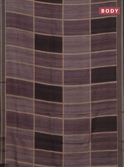 Semi tussar saree grey shade with allover prints and zari woven border