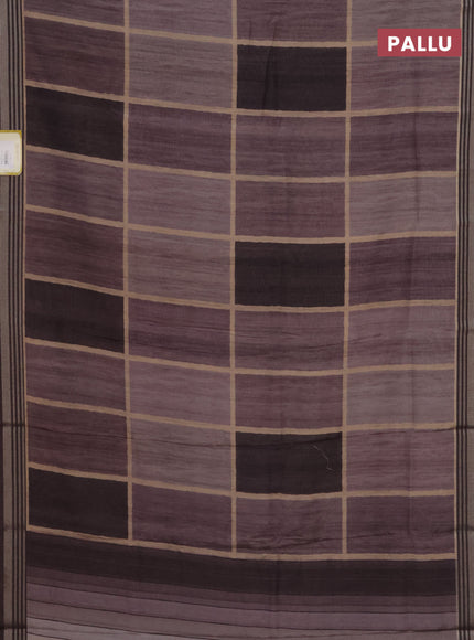 Semi tussar saree grey shade with allover prints and zari woven border