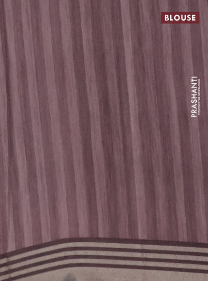 Semi tussar saree grey shade with allover prints and zari woven border