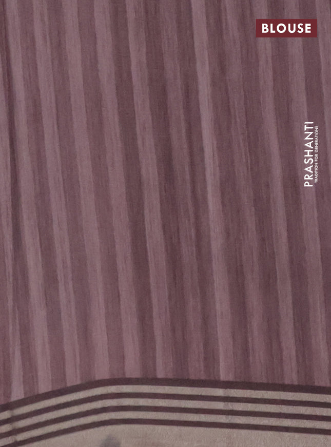 Semi tussar saree grey shade with allover prints and zari woven border