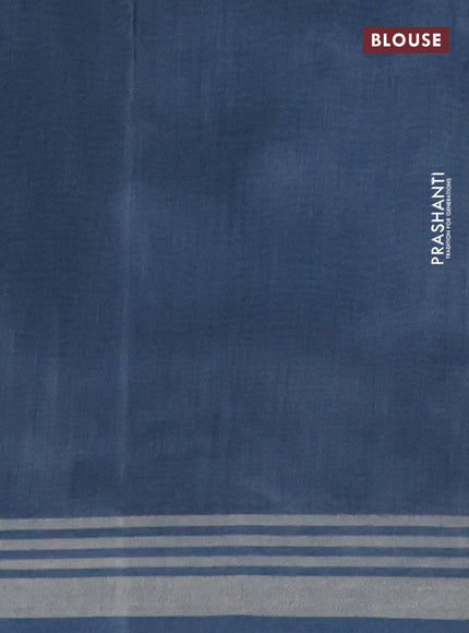 Semi tussar saree jamun shade and peacock blue with allover prints and zari woven border