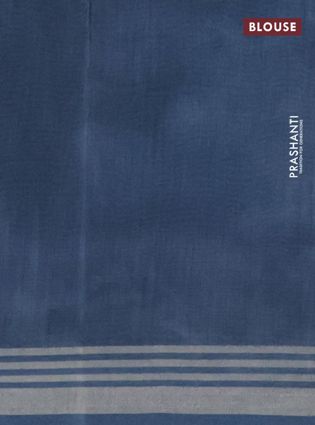 Semi tussar saree jamun shade and peacock blue with allover prints and zari woven border