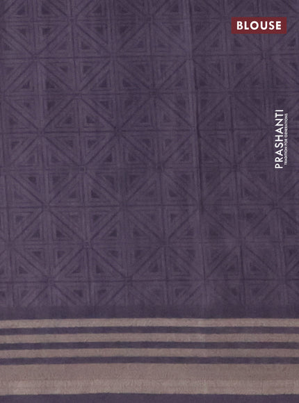 Semi tussar saree beige and jamun shade with allover geometric prints and zari woven border