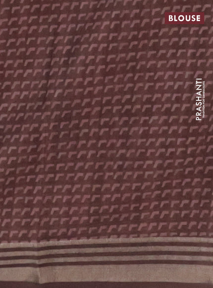 Semi tussar saree brown shade with allover prints and zari woven border