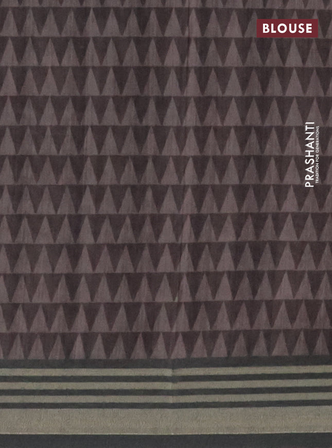 Semi tussar saree sap green with allover prints and zari woven border