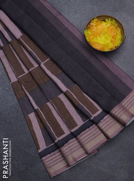 Semi tussar saree multicolour with allover prints and zari woven border