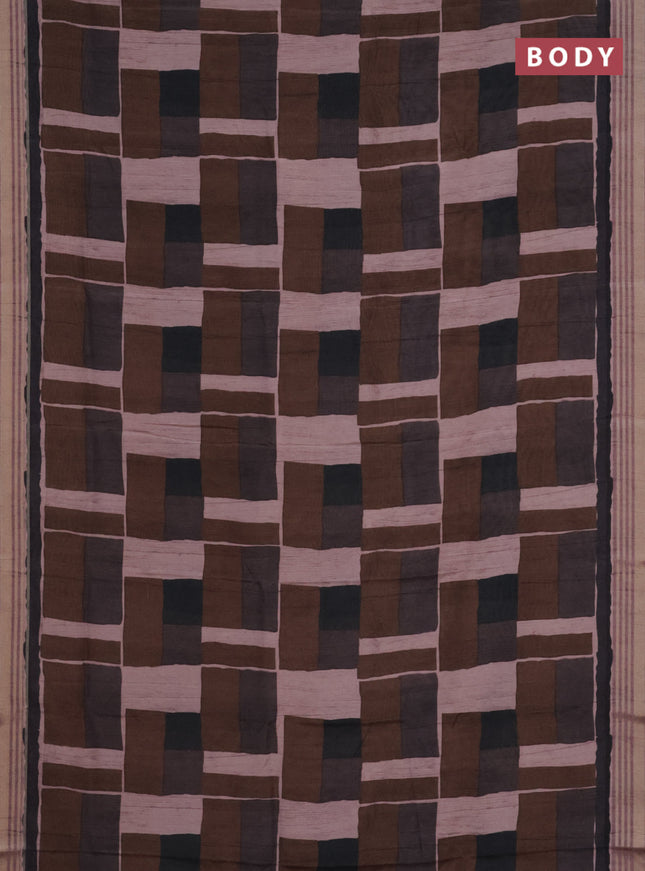 Semi tussar saree multicolour with allover prints and zari woven border