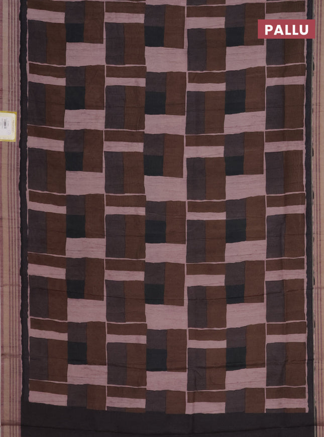 Semi tussar saree multicolour with allover prints and zari woven border