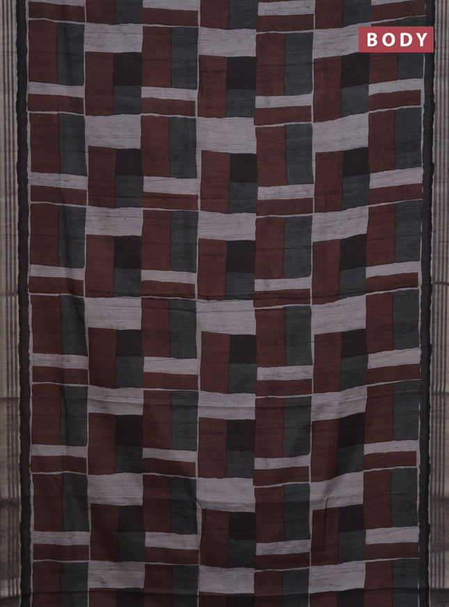 Semi tussar saree multicolour with allover prints and zari woven border