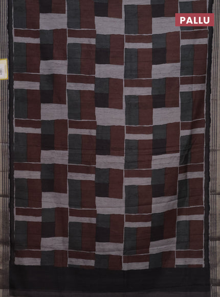 Semi tussar saree multicolour with allover prints and zari woven border