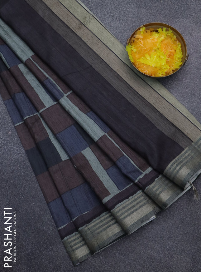Semi tussar saree multicolour with allover prints and zari woven border