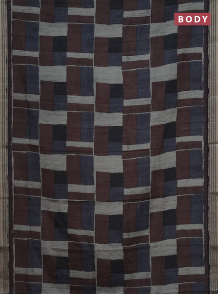 Semi tussar saree multicolour with allover prints and zari woven border