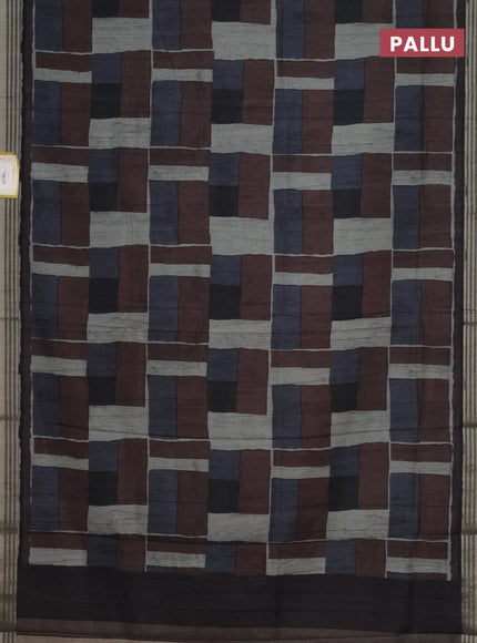 Semi tussar saree multicolour with allover prints and zari woven border