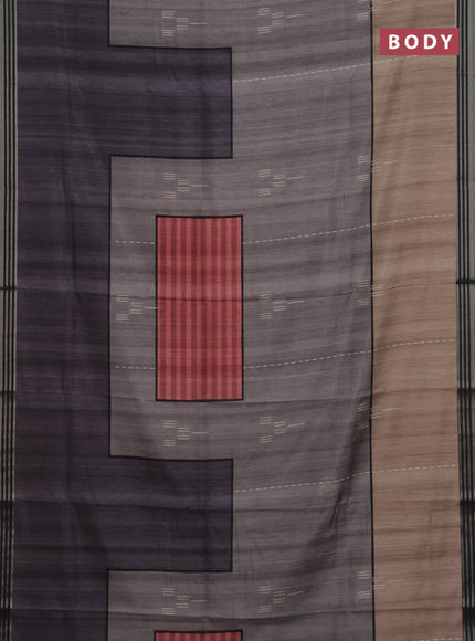 Semi tussar saree grey beige and elephant grey with allover prints and zari woven border