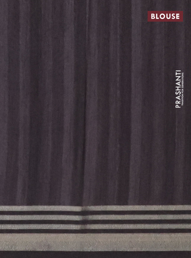 Semi tussar saree grey beige and elephant grey with allover prints and zari woven border