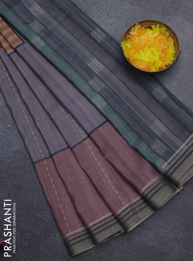 Semi tussar saree multicolour with allover prints and zari woven border