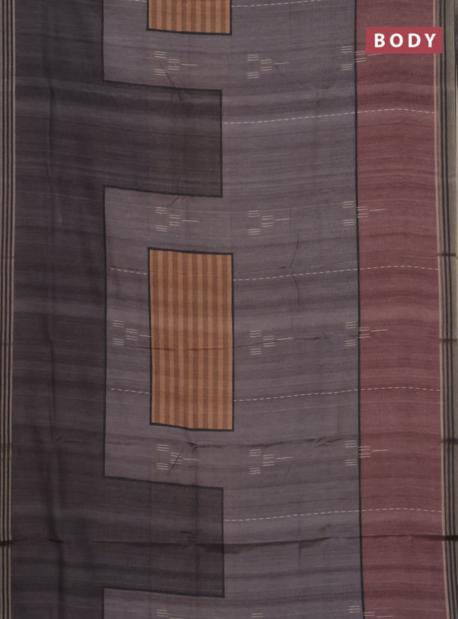 Semi tussar saree multicolour with allover prints and zari woven border