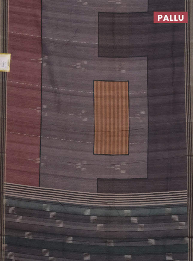 Semi tussar saree multicolour with allover prints and zari woven border