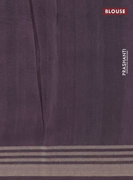 Semi tussar saree multicolour and jamun shade with allover prints and zari woven border