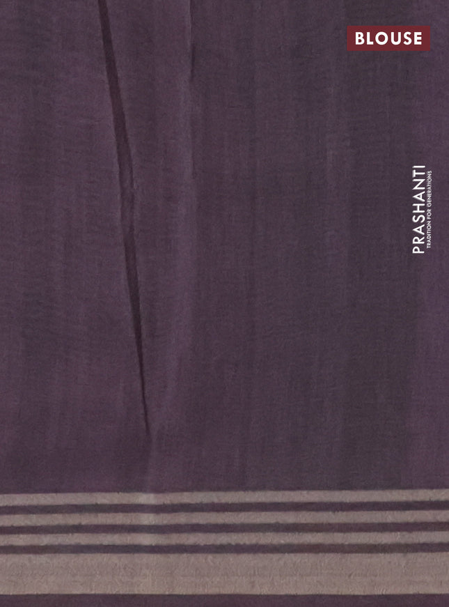 Semi tussar saree multicolour and jamun shade with allover prints and zari woven border