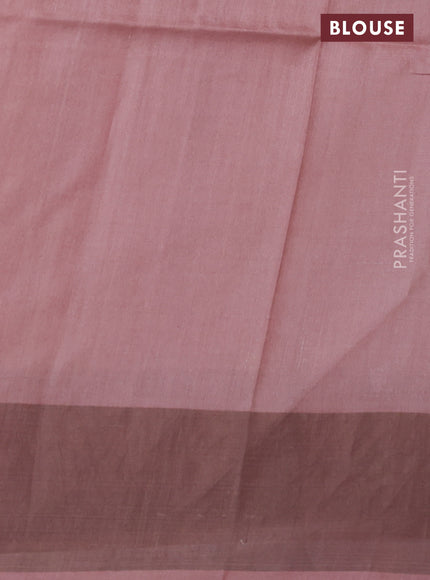 Pure tussar silk saree pastel pink with floral digital prints and zari woven border