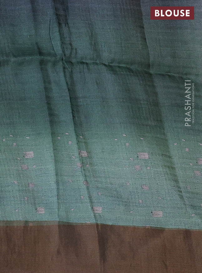 Pure tussar silk saree multi colour with allover digital prints and zari woven border