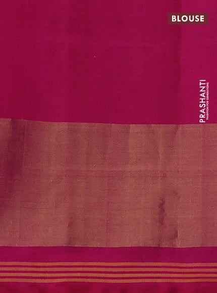 Rajkot patola silk saree mustard yellow and pink with allover ikat weaves and zari woven ikat border