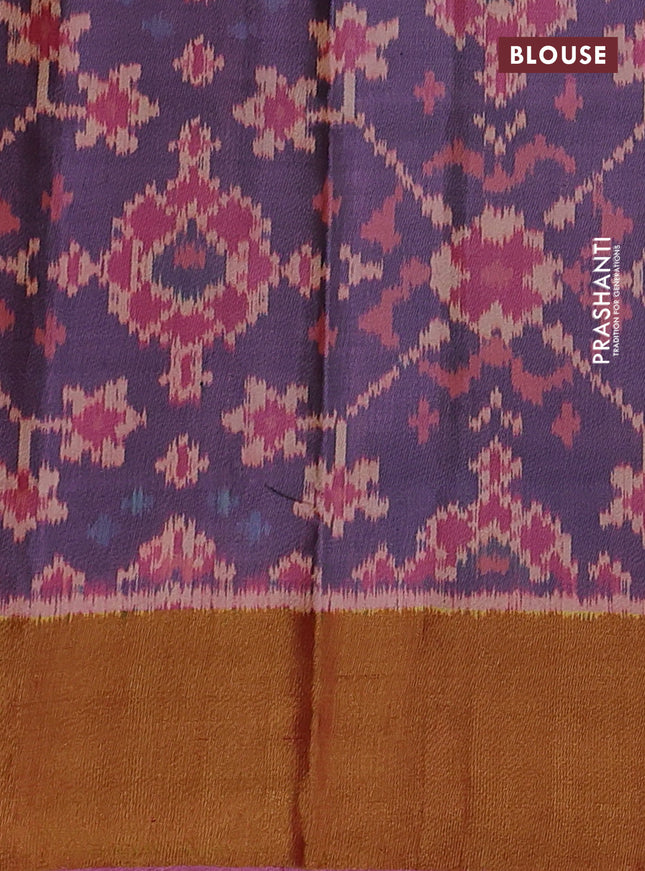Rajkot patola silk saree dark mauve pink and pink with allover ikat weaves and zari woven border
