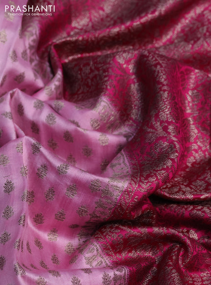Chiniya silk saree light pink and pink with allover thread & zari woven buttas and banarasi style border