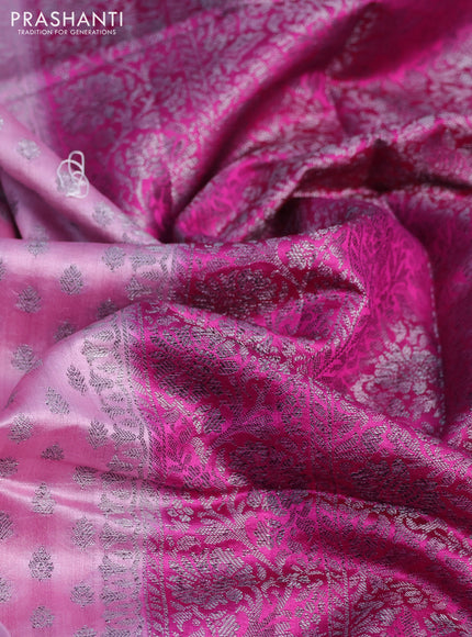 Chiniya silk saree light pink and pink with allover thread & zari woven buttas and banarasi style border