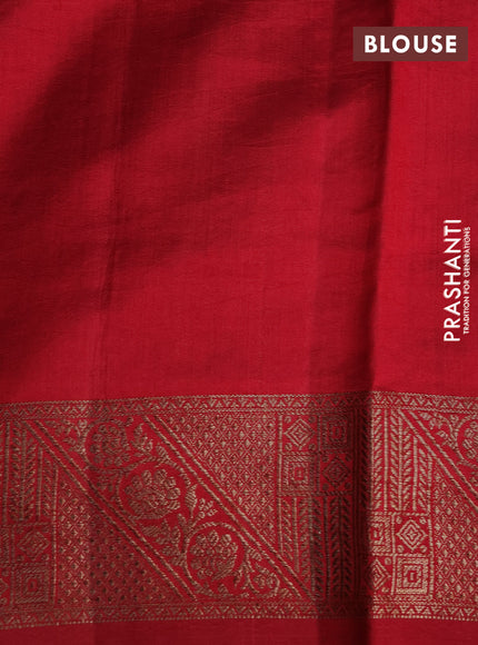 Chiniya silk saree pastel grey and red with allover thread & zari woven buttas and banarasi style border