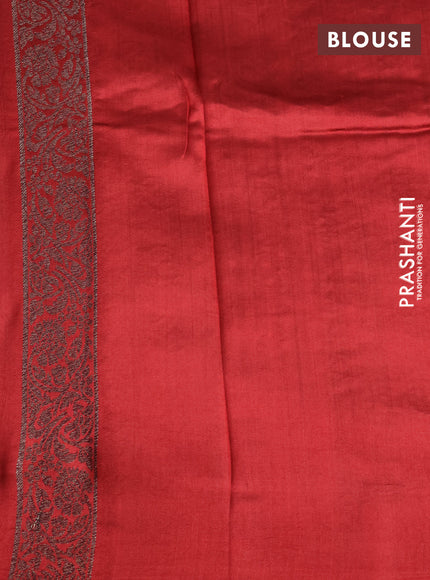 Chiniya silk saree grey and red with allover thread & zari woven buttas and banarasi style border