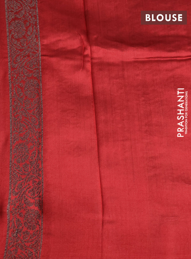Chiniya silk saree grey and red with allover thread & zari woven buttas and banarasi style border