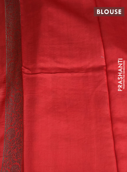 Chiniya silk saree pale yellow and red with allover thread & zari woven buttas and banarasi style border