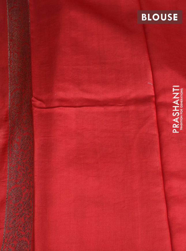 Chiniya silk saree pale yellow and red with allover thread & zari woven buttas and banarasi style border