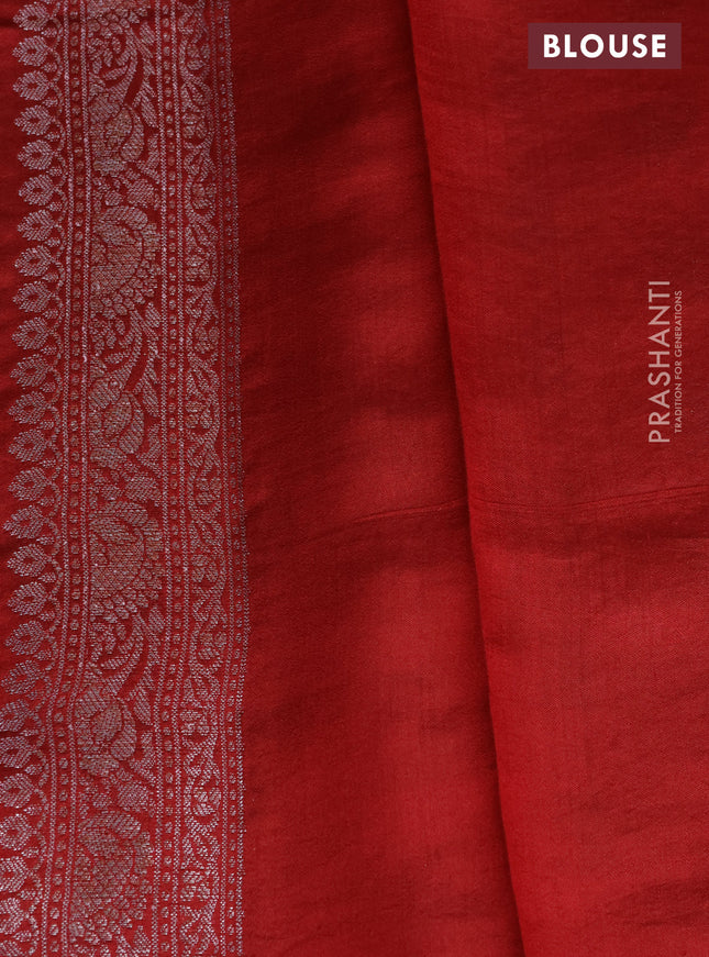 Chiniya silk saree peach orange and red with allover thread & zari woven buttas and woven border
