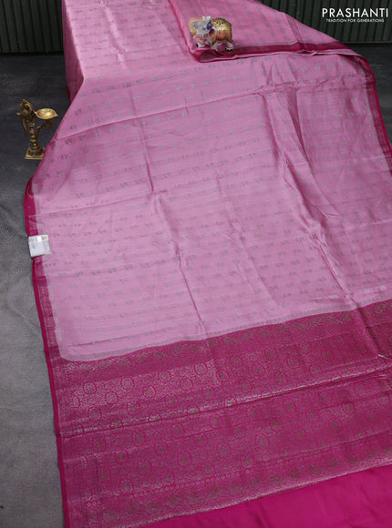 Chiniya silk saree light pink and pink with allover thread & zari woven buttas and woven border