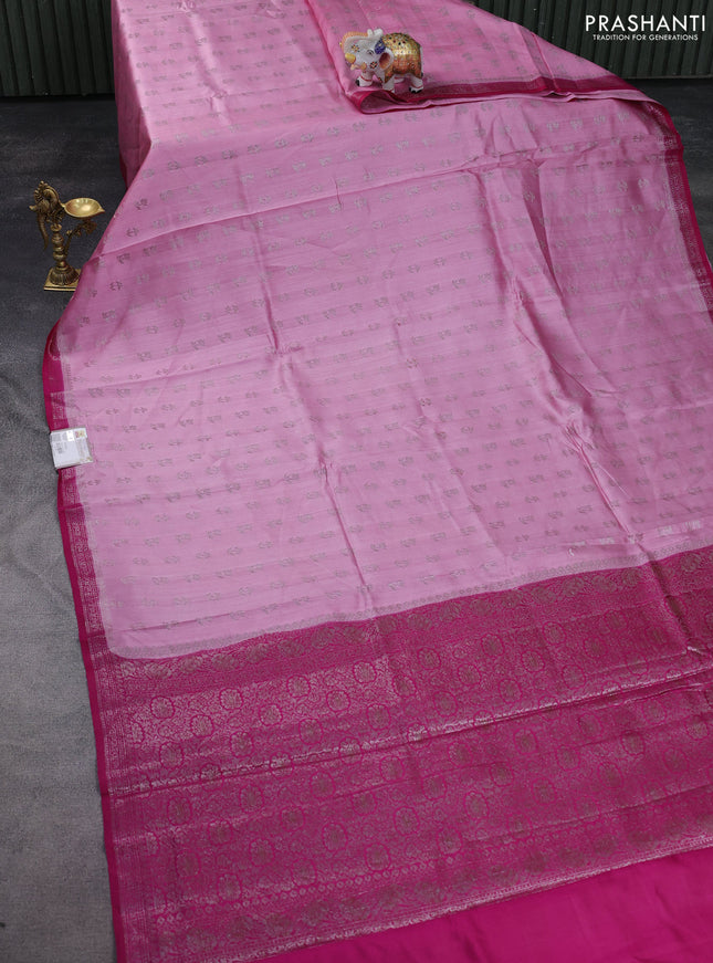 Chiniya silk saree light pink and pink with allover thread & zari woven buttas and woven border