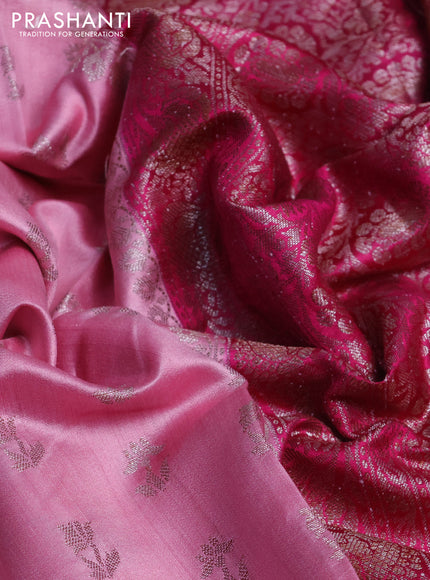 Chiniya silk saree light pink and pink with allover thread & zari woven buttas and woven border