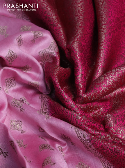 Chiniya silk saree light pink and pink with allover thread & zari woven buttas and banarasi style border