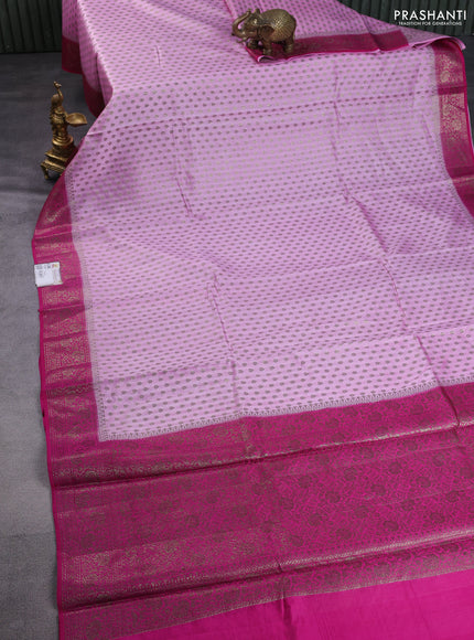 Chiniya silk saree light pink and pink with allover thread & zari woven buttas and banarasi style border