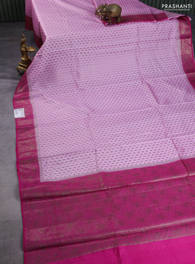 Chiniya silk saree light pink and pink with allover thread & zari woven buttas and banarasi style border
