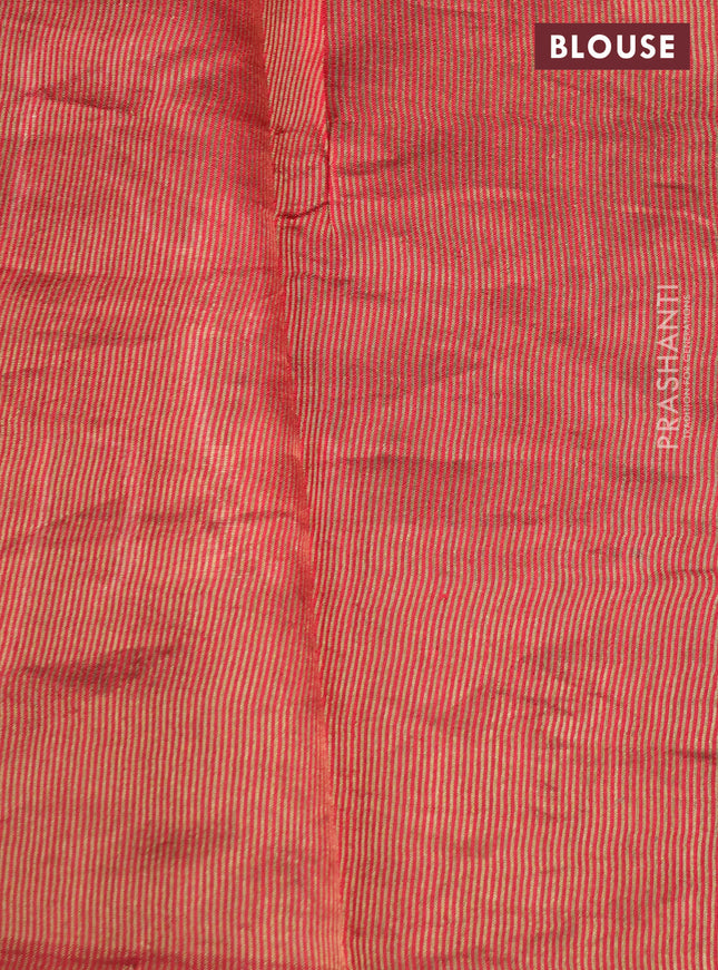 Chiniya silk saree green and red with parrot zari woven buttas and zari woven piping border