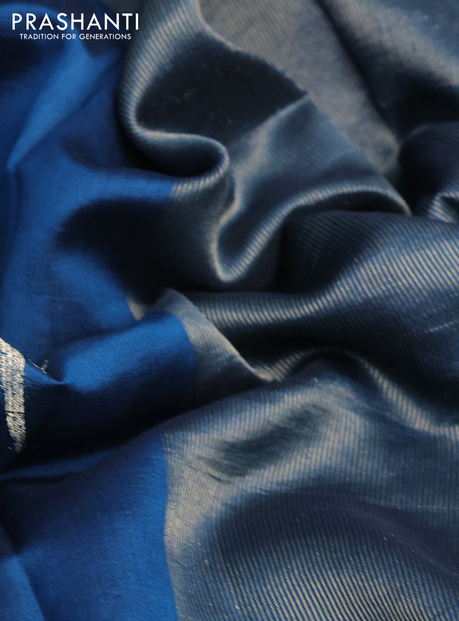 Chiniya silk saree peacock blue and green with parrot zari woven buttas and zari woven piping border