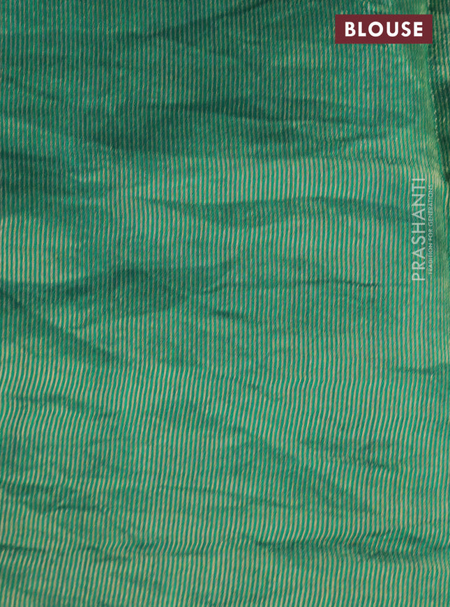 Chiniya silk saree peacock blue and green with parrot zari woven buttas and zari woven piping border